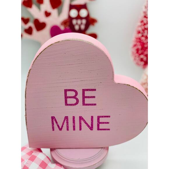 Valentine's Conversation Heart Wood Sign Decor 8" - Picture 2 of 2